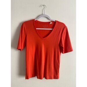Chico's Women's Orange V-Neck Short Sleeve Cotton Blend Top Size 0